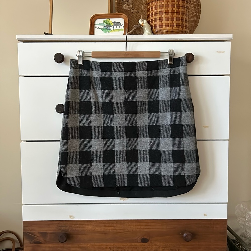 Madewell Wool Blend Buffalo Check Mini Skirt